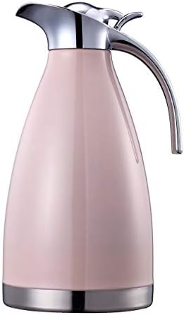 Bonnoces 68 Oz Stainless Steel Thermal Carafe - Double Walled Vacuum Insulated Thermos/Carafe with Lid - Coffee/Tea Carafe Heat & Cold Retention - 2 Liter Pink