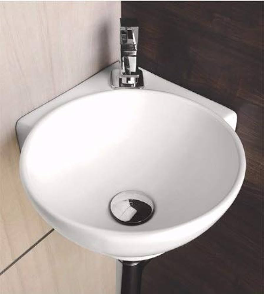 Ceramic Wall Hung/Wall Mount Corner Basin 11 x 11 Inch Glossy ...