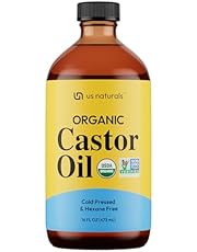 Us Naturals 16oz Organic Castor Oil – Glass Bottle – USDA Certified Organic &amp; Non-GMO – 100% Pure, Cold-pressed, Unrefined, Hexane-free – Premium Glow-Boosting Oil for Skin, Hair, Lashes, Nails &amp; More