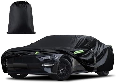 Car Cover Custom Fit for Ford Mustang 1994-2023, for Chevy Camaro 2010-2023, Waterproof All Weather Full Exterior Cover Rain Hail Sun Protector Car Cover with Door Zipper