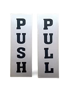 Graymark Push Pull Metal Sign Stickers Self Adhesive Stainless Steel ...