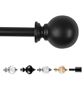 Deconovo Black Curtain Rod for Windows 48 to 84 Inches, Adjustable Decorative 3/4 Inch Diameter S...