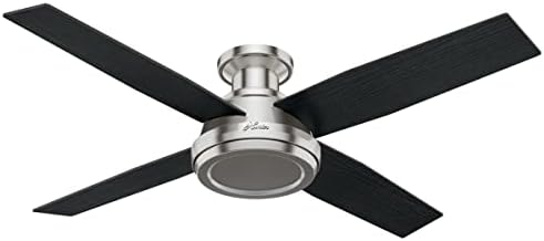 Hunter Fan Company 59247 Dempsey Indoor Low Profile Ceiling Fan with Remote Control, 52", Brushed Nickel Finish