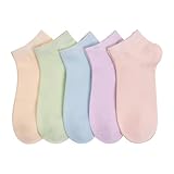 SERISIMPLE Women Viscose Bamboo Ankle Socks Low Cut Thin Sock Lightweight Pastal Color Soft Sock 5 Pairs(Assorted, Medium)