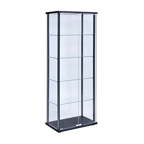 dust proof display cabinet - BOWERY HILL 5 Shelf Contemporary Glass Curio Cabinet with Black Ladder Frame