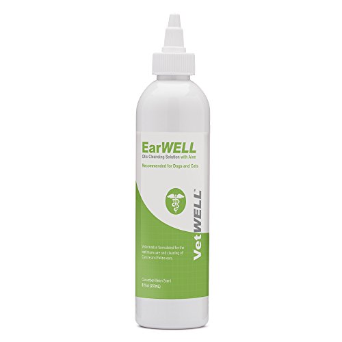 VetWELL Ear Cleaner for Dogs and Cats - Otic Rinse for Infections and Controlling Yeast, Mites and Odor in Pets - 8 oz (Cucumber Melon)