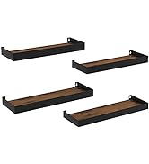 RLAVBL Wall Shelves Set of 4, Rustic Storage Wood Wall Mounted Floating Shelves for Bedroom Livin...