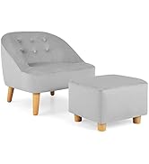 Costzon Kids Couch with Ottoman, Children's Sofa Toddler Chair w/Baby Velvet Surface, Children Ar...