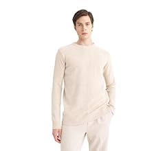 DeFacto mens Standard Fit Crew Neck Long sleeve sweater Pullover Sweater