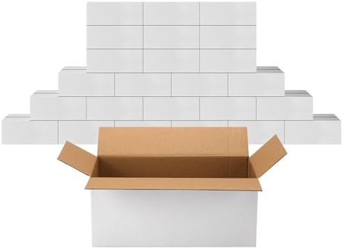 PETAFLOP White 10x6x4 Shipping Boxes Set of 25, Corrugated Cardboard Mailer Box for Small Business Mailing DIY