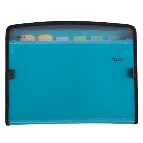 Five Star Expanding File, 7-Pocket Expandable Filing Folder, Zipper Closure, Customizable, Tabbed, Tabs, Teal (72506), 1 Pack