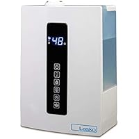 Lasko UH300 Warm and Cool Humidistat and Timer, Quiet, Soothing Ultrasonic Dual Mist Humidifiers, 4.9L Tank, No Filter (White)