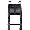 Telescoping Ladder 12.5 FT - Aluminum Telescopic Ladder with Hooks - Folding Extension Ladders for Home Work Loft Roof Attic RV Ladder with EN131 Certification - 330lbs Max Capacity (Black)