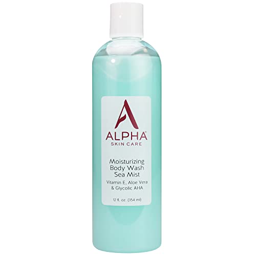 Alpha Skin Care Moisturizing Body Wash | Anti-Aging Formula | Glycolic Alpha Hydroxy Acid (AHA) | Vitamin E & Aloe Vera | Conditions & Soothes | For All Skin Types | 12 Fl Oz