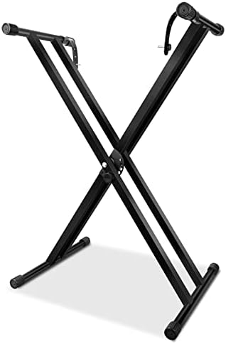 LETSROCK Adjustable Keyboard Stand, Heavy-Duty Double-X Piano Stand with Locking Straps for 61 76 88 Keys