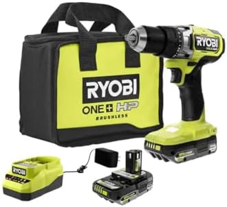 RYOBI ONE+ HP 18V Brushless Cordless 1/2 in. Drill/Driver Kit with (2) 2.0 Ah HIGH PERFORMANCE Batteries, Charger, and Bag (Renewed)