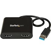 StarTech.com USB 3.0 to Dual HDMI Adapter - 1x 4K 30Hz & 1x 1080p - External Video & Graphics Car...