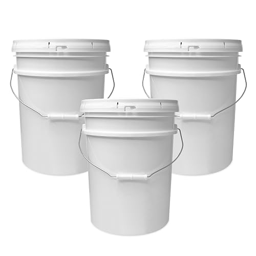 ePackageSupply 5-Gallon White Bucket Pail Container with Lid | Food Grade | Heavy-Duty Extra Durable | 90 Mil All Purpose Pail | Multi-Use | Easy Stack and Store | BPA Free| Made in USA | 3 Pack