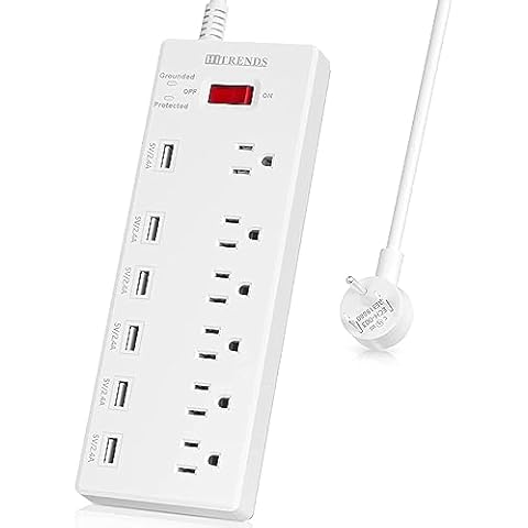 HITRENDS Surge Protector Power Strip with USB Ports Cover