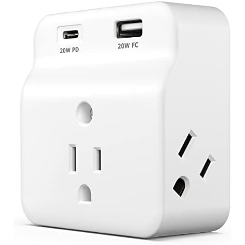 KMC USB-C PD Surge Protector 3-Outlet Wall Tap Cover