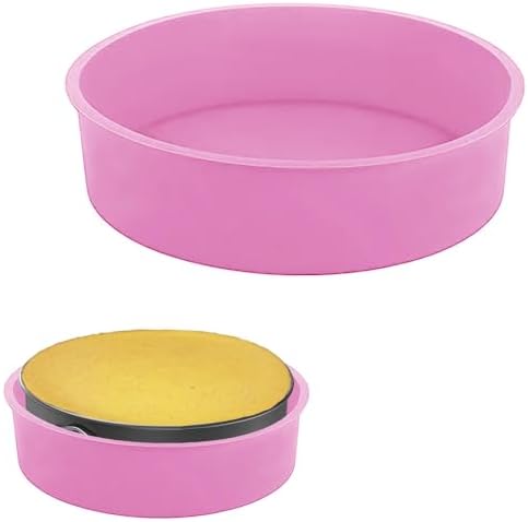 DIJIAHUA Cheesecake Pan Protector for 9,9.5 inch Round Springform Pan Silicone Springform Pan Protector Cheesecake Water Bath Pan, Pink