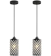 Niloah Black Crystal Pendant Lights Kitchen Island, 2 Pack Island Lights for Kitchen, Farmhouse P...