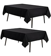 MYSKY HOME 2Pack Black Tablecloth 60x84 Inch Rectangle Table Cloth for 4 Feet Table- Wrinkle Resi...