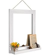 Emfogo Wall Mirror with Shelf, 20 x 16 inch Farmhouse Decor Wall Mirror Hanging for Bathroom, Van...