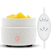 Candle Wax Melts Warmer Burner - Ceramic Essential Oil Warmer 3-in-1 Wax Melter Timer Adjust Frag...