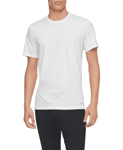 Calvin Klein mens 100% Cotton T-Shirt Packs 5 WHITE - SHORT SLEEVE CREWNECK L