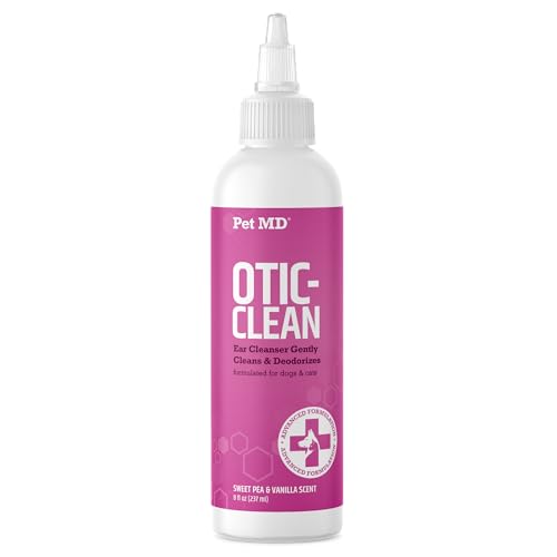 Pet MD Otic Clean Dog Ear Cleaner for Cats and Dogs - Effective Against Infections Caused by Mites, Yeast, Itching and Controls Odor - 8 oz