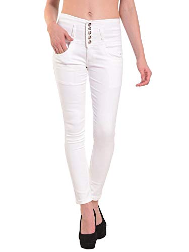 Resbo Women's Denim High Waist Jeans (1236 White 30)