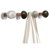 Emfogo Coat Hooks Wall Mounted, Wooden Wall Hooks for Hanging Coats with Polished Pebbles, Heavy ...