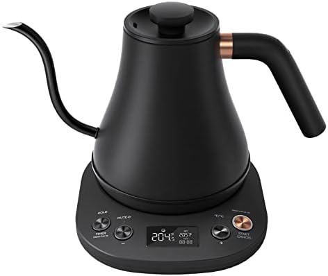 Mecity Electric Kettle Gooseneck Pour Over Kettle ±1℉ Temperature Control Quick Heating Water Boiler for Coffee & Tea & Formula Auto Shut Off Tea Kettle 1200 Watt, 0.8L, Matt Black, Barista Edition