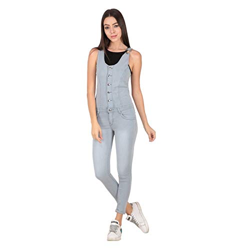 Resbo Women's Slim Fit Dungarees (1350, Grey, 34)