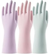 COOLJOB 3 Pairs Reusable Rubber Gloves for Dishwashing Cleaning Bleaching, Grippy Latex Dish Wash...