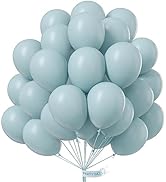 PartyWoo Retro Aqua Balloons, 100 pcs 12 Inch Dusty Blue Balloons, Pale Aqua Latex Balloons for B...