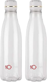 CELLO Ozone Plastic Fridge Water Bottle, Set of 2, 1000ml, Clear | Airtight Lid | Leak Proof & BPA Free | Ideal for Office, Sports, School, Travelling, Gym, Yoga