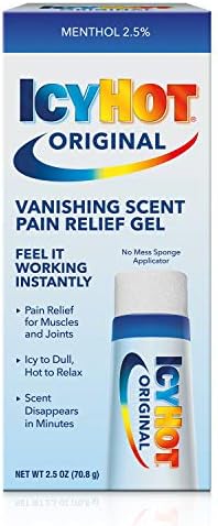 Icy Hot Vanishing Scent Pain Relief Gel with Menthol, No-Mess Sponge Applicator, 2.5 Ounces