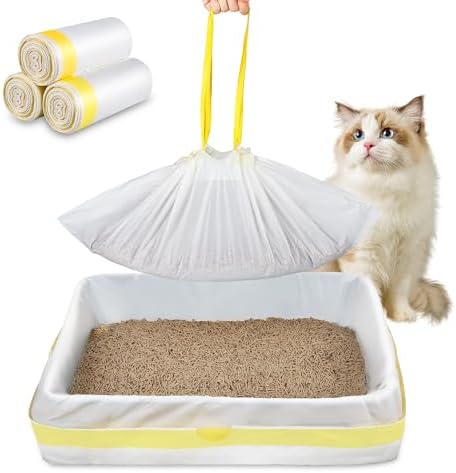 Jumbo Cat Litter Box Liners 37" x 18",30 Count Jumbo Extra Thick With 3 Mil Cat Waste Litter Bags Extra Heavy Duty Large Drawstring Kitty Litter Pan Bags For Pet Cat Supplies