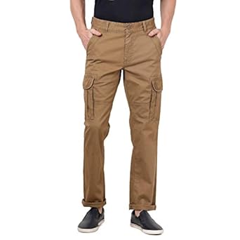 t-base Men&#39;s Khaki Solid Cargo Pants - Cargo Pant for Men