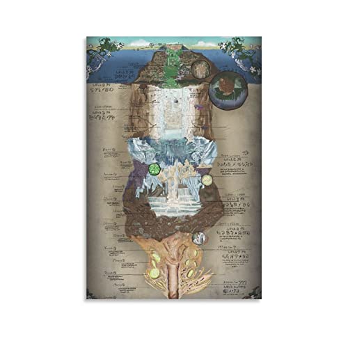 BABAL Made in Abyss Anime Poster Abyss Map Poster Canvas 90s Wall Art Room Aesthetic Posters 12x18inch(30x45cm)