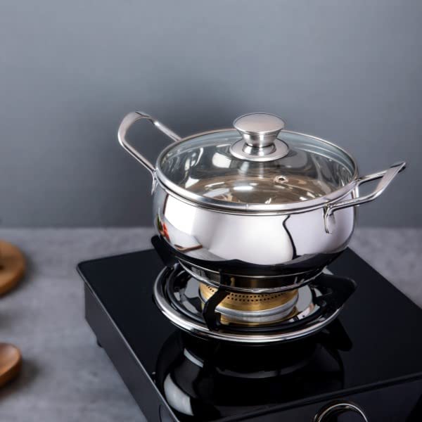 Ramson Stainless Steel Handi with Glass Lid 14 cm - 1 Litre, Carnival Kitchen Serving & Cooking Range with Induction Base