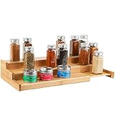 Homeries Bamboo Expandable 3-Tier Spice Rack Modern Design Waterproof Kitchen Organizer for Pantr...