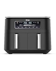 NINJA Foodi Dual Zone Airfryer Digital, 2 Tiroirs, 7,6L, 6-en-1, Sans huile, Air Fry, Max Crips, Rôtir, Cuire, Réchauffer, Déshydrater, Antiadhésif, Paniers lavables au lave-vaisselle, Noir AF300EU