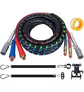 CheeMuii 15 FT Semi Truck Air Lines Kit with 2PCS 16" Single Tender Spring Kit and Gladhand Holde...