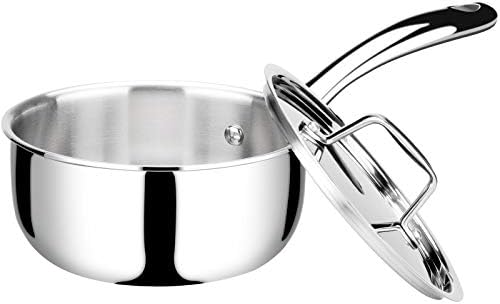 Duxtop Whole-Clad Tri-Ply Stainless Steel Saucepan with Lid, 1.6 Quart, Kitchen Induction Cookware