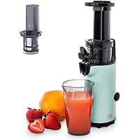 Dash Deluxe Compact Masticating Cold Press Slow Juicer with Brush, Pulp Measuring Cup, Frozen Attachment and Juice Recipe Guide