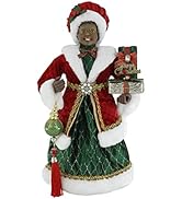 Red & Green Traditional Elegance Under a Bonnet Mrs. Claus Ethnic African American 16" Inch Mrs. ...