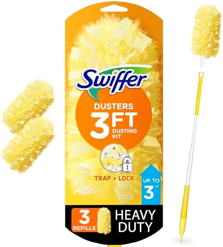 Swiffer Duster Heavy Duty 3 ft Extendable Handle Starter Kit with 3 Refills